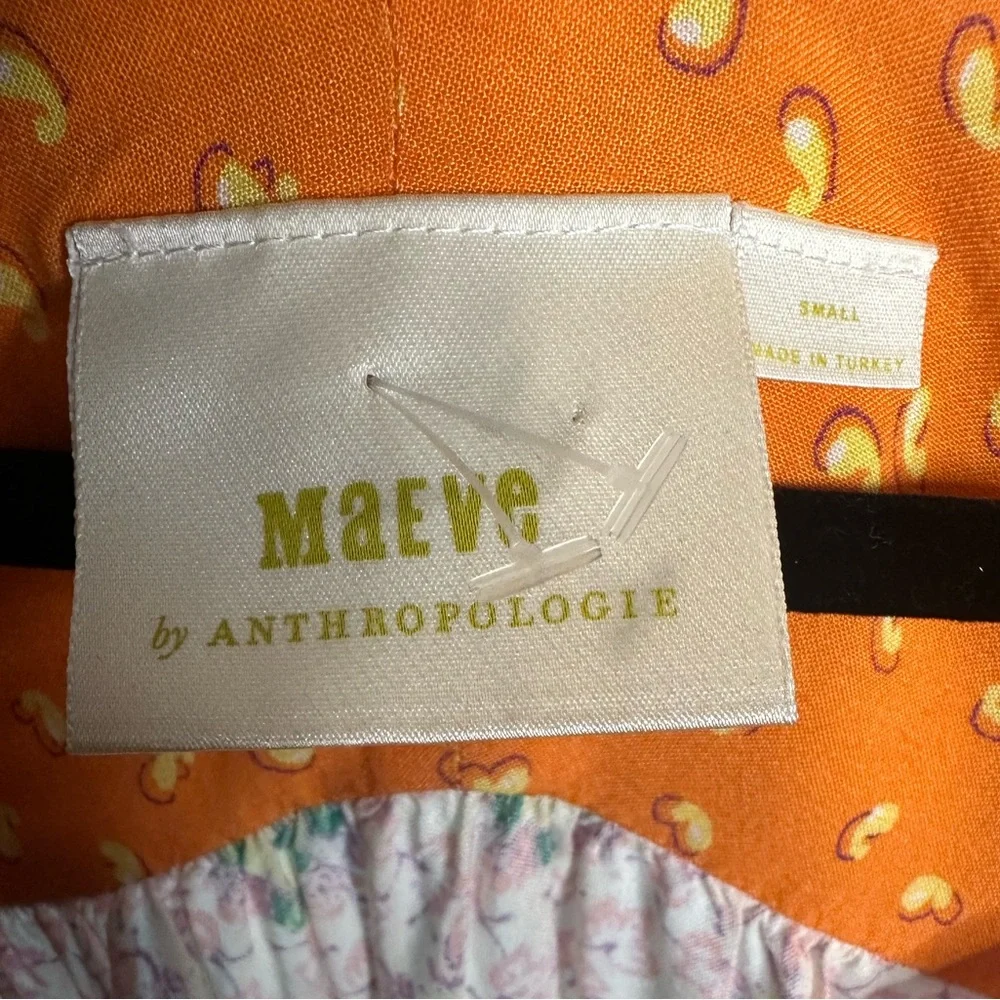 Anthropologie Maeve Ceresco Orange Floral Peasant Blouse NEW - Picture 7 of 10